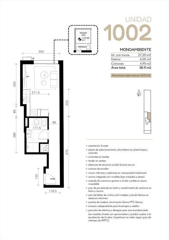 Venta Apartamento Monoambiente en Cordon Sur