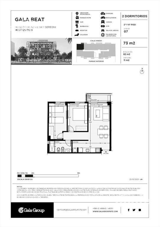 Venta apartamento 2 dormitorios en Cordón Frente a Plaza Se