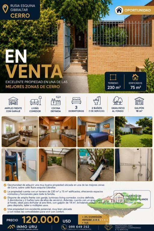 Venta de excelente propiedad en Cerro - Muy buena ubicació