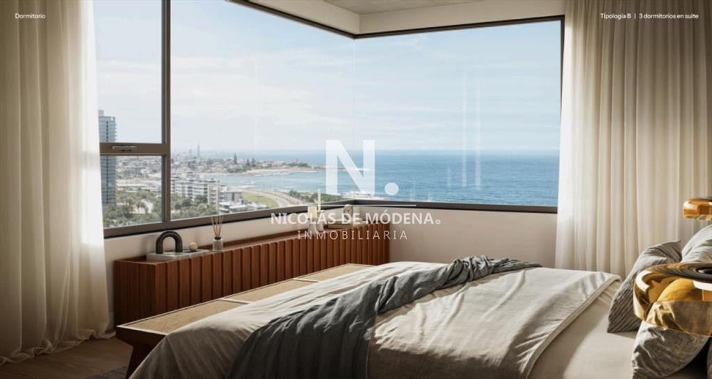 Piso alto con vista al mar.  3 domritorios en en