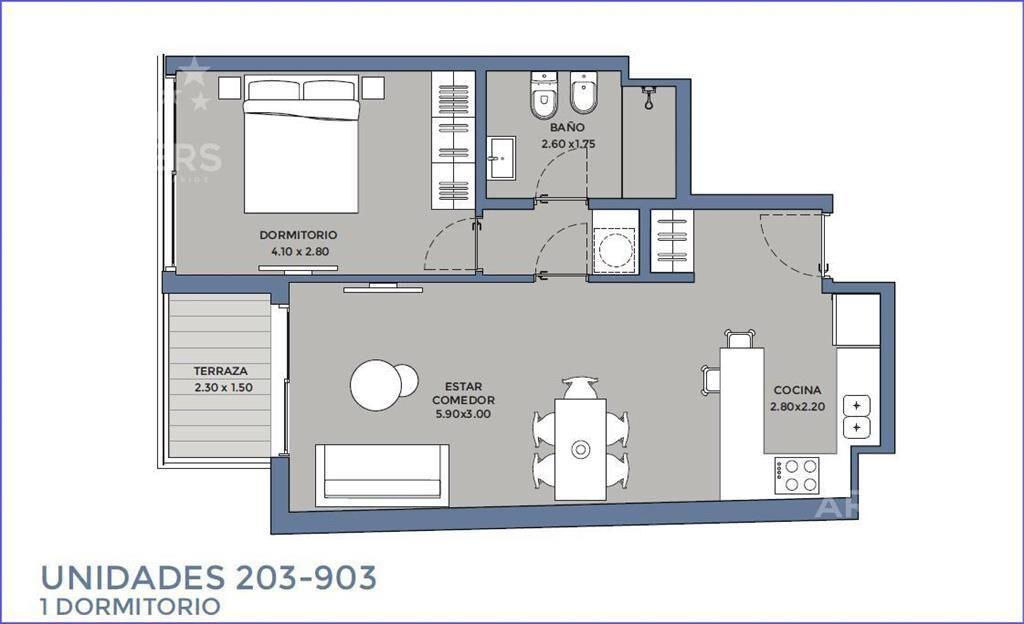 Apartamento de un dormitorio en venta en Pocitos - 903