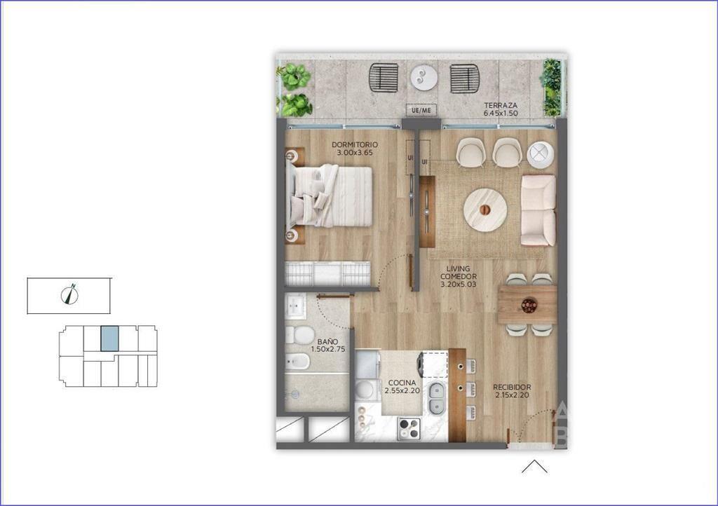 Apartamento de un dormitorio en venta en Pocitos - 206