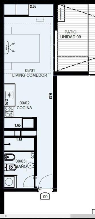 Venta apartamento monoambiente con patio en palermo a estre