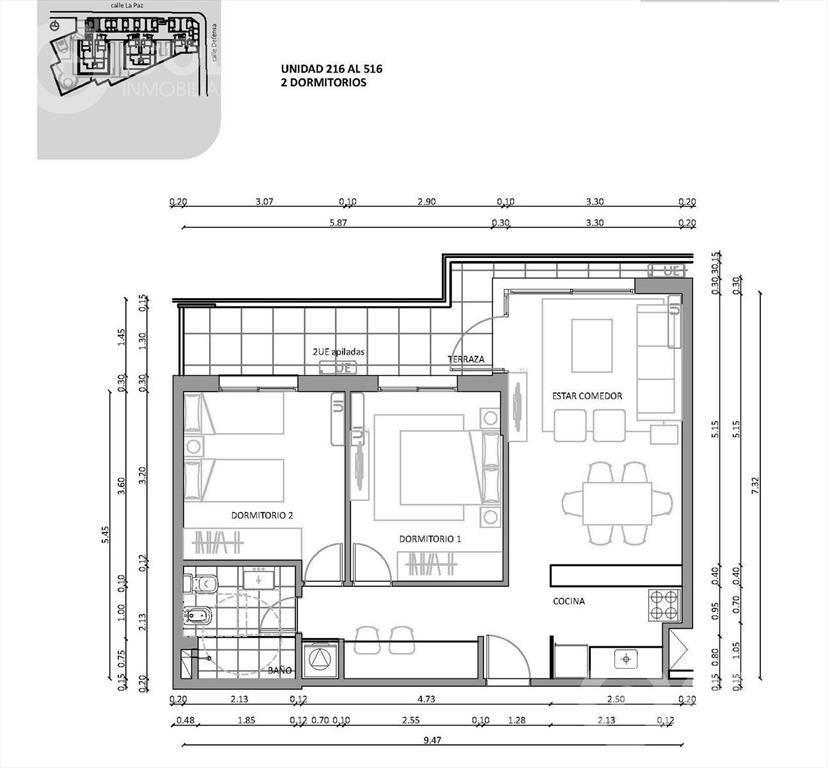 Venta Apartamento de dos Dormitorios en Tres Cruces