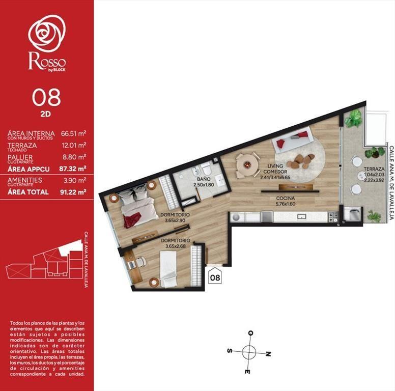 Venta Apartamento 2 Dorm Cordón Rosso Marzo2028