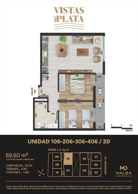 Venta de apartamento de 2 dormitorios a estrenar