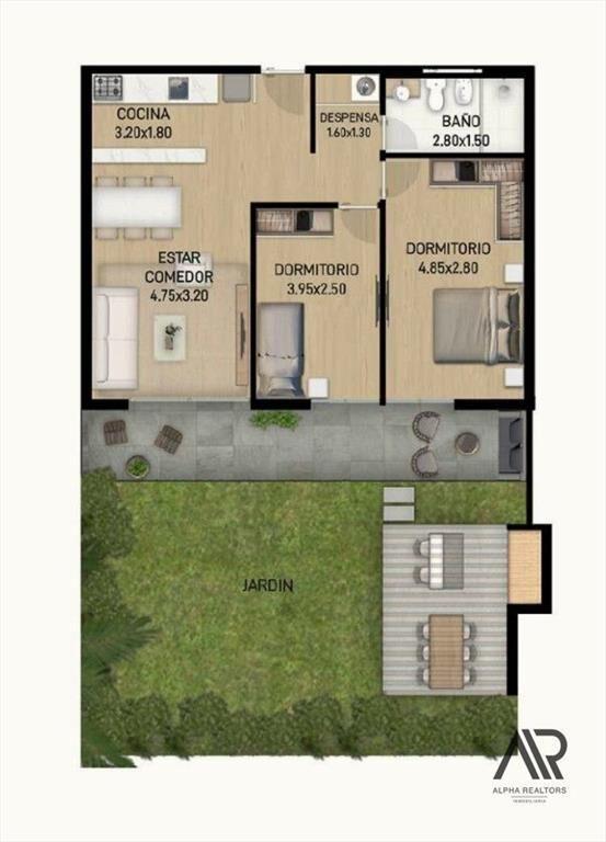 APARTAMENTO DE 2 DORMITORIOS, CON JARDÍN SOBRE RAMBLA CO...