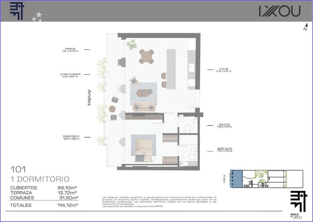 Apartamento de un dormitorio en venta en Barrio Sur - 101