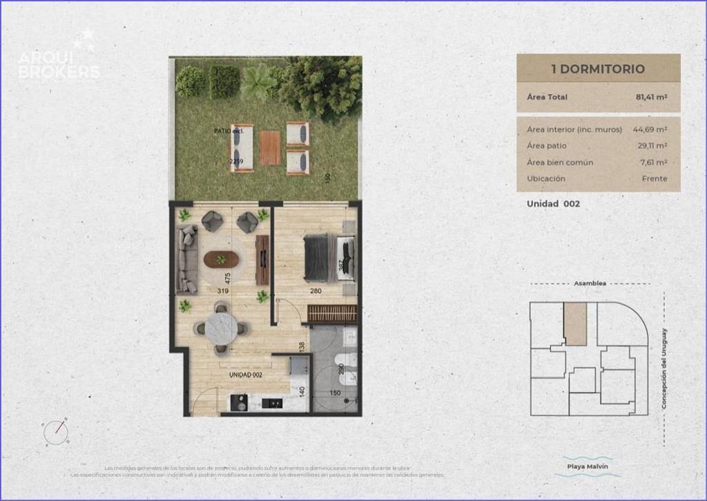 Apartamento de un dormitorio en venta en Malvín - 002