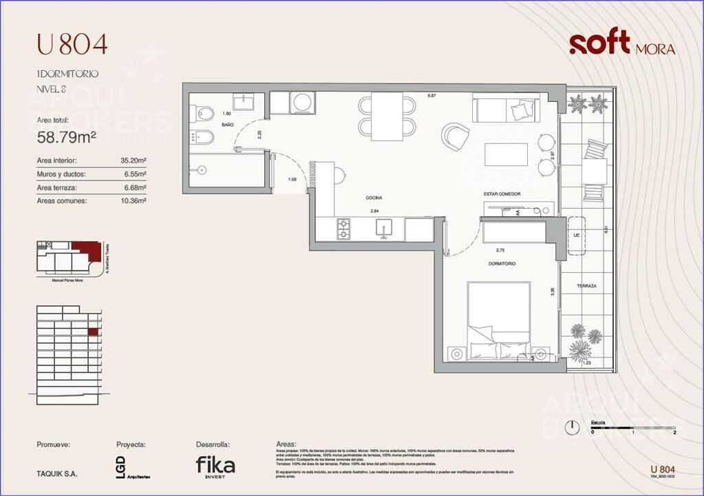 Apartamento de un dormitorio en venta en Cordón Sur - 804