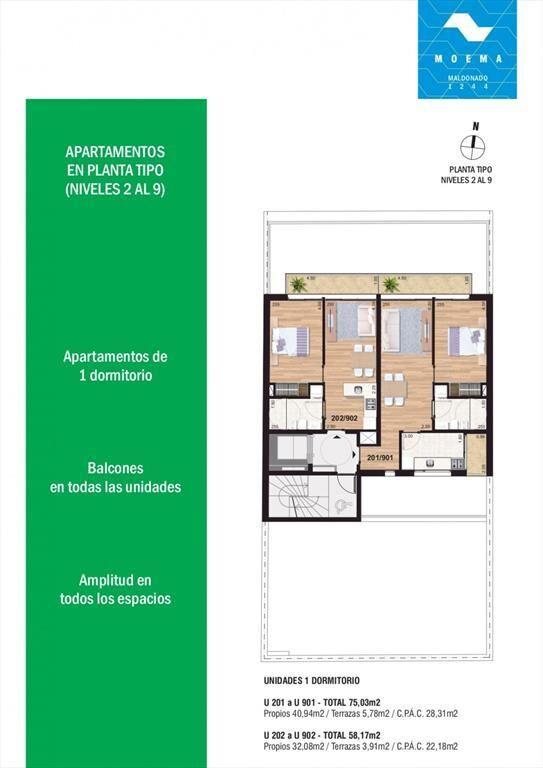 Venta apartamento 1 dorm en Centro, Maldonado y Quijano