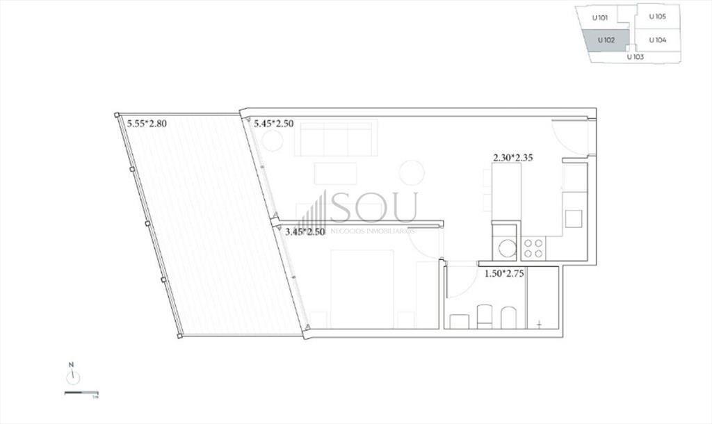 VENTA APARTAMENTO 1 DORMITORIO EN CORDÓN