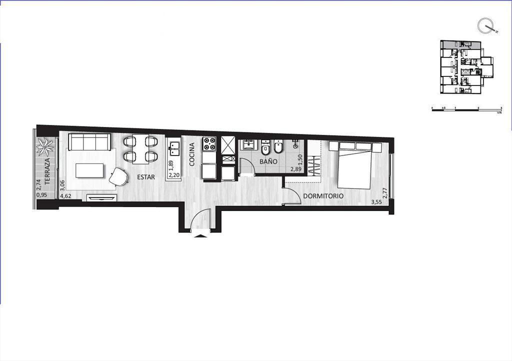 Apartamento de un dormitorio en venta en Cordón - 1104