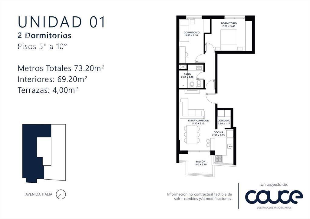 Venta apartamento 2 dormitorios en Parque Batlle al frente