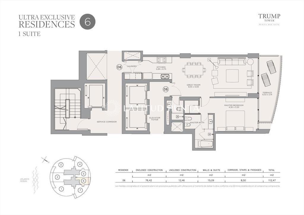 Apartamento de 1 dormitorio con vista al mar.