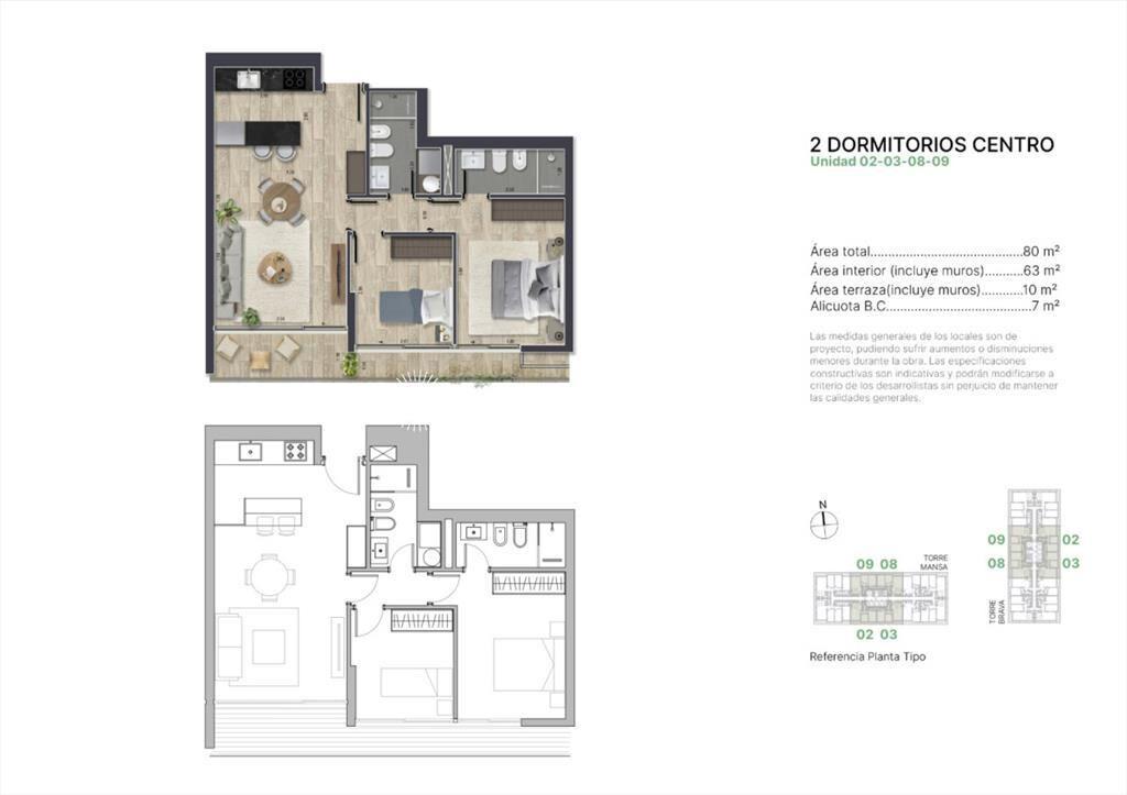 Apartamento en Torres del Este, 2 dormitorios