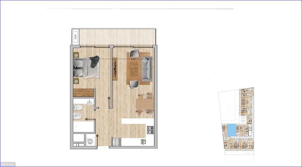 Apartamento de un dormitorio en venta en Pocitos - 205
