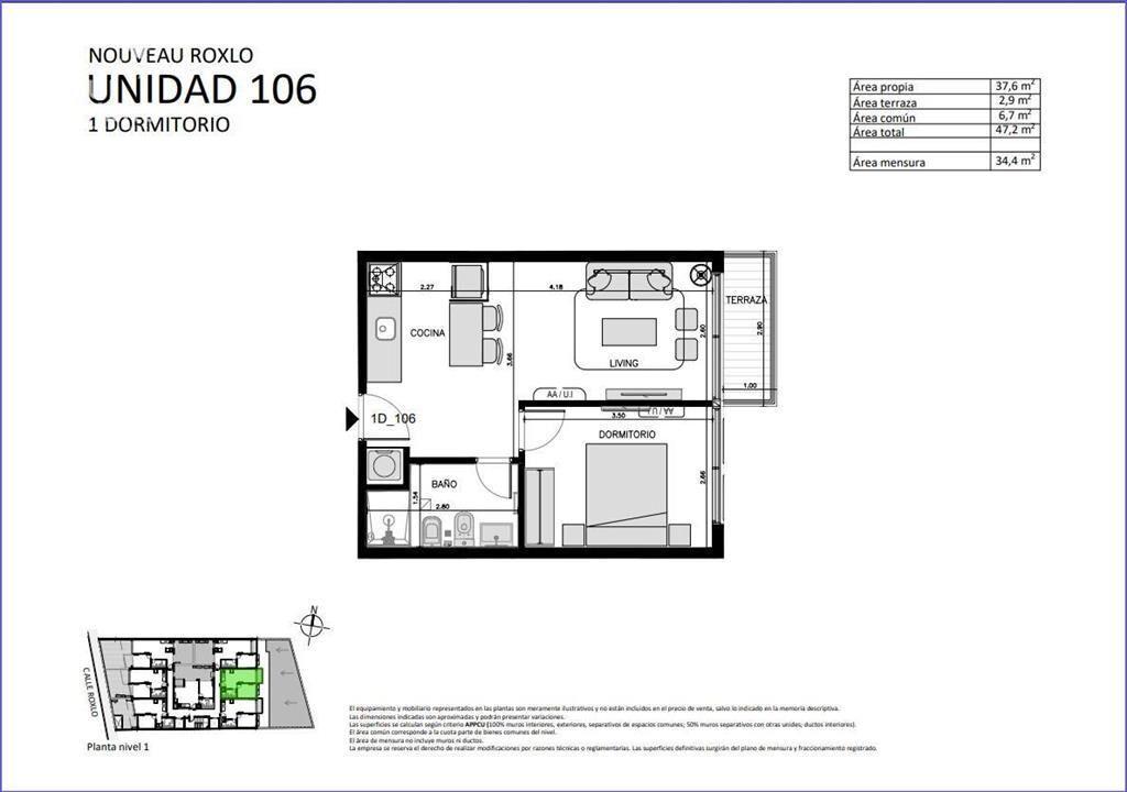 Apartamento de un dormitorio en venta en Cordón - 106