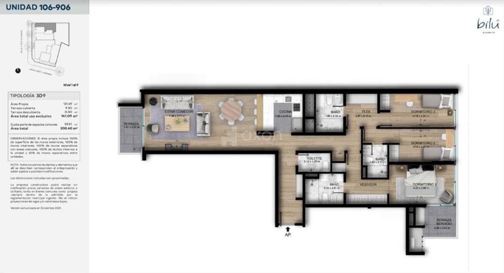 VENTA APARTAMENTO DE 3 DORMITORIOS EN OBRA VILLA BIARRITZ