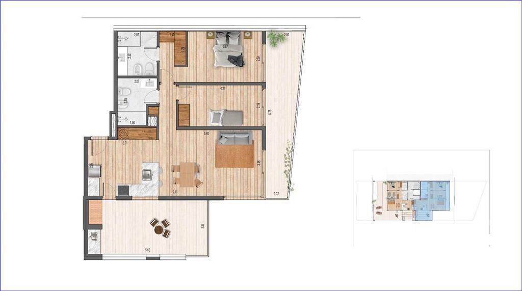 Apartamento de dos dormitorios en venta en Malvín - 402