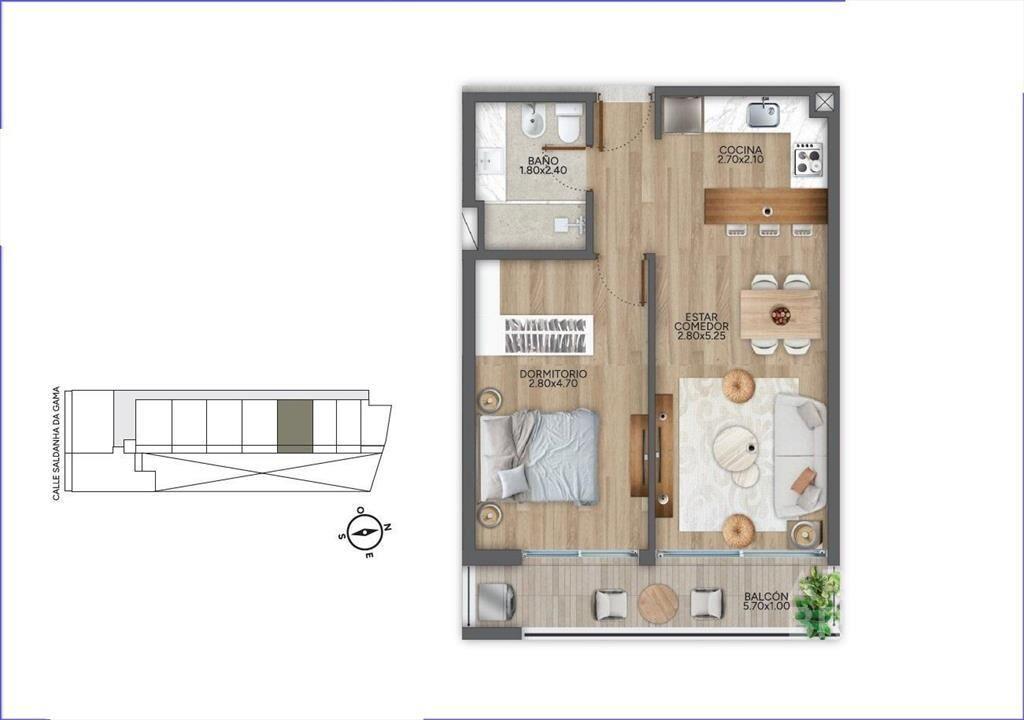Apartamento de un dormitorio en venta en Puerto Buceo - 107
