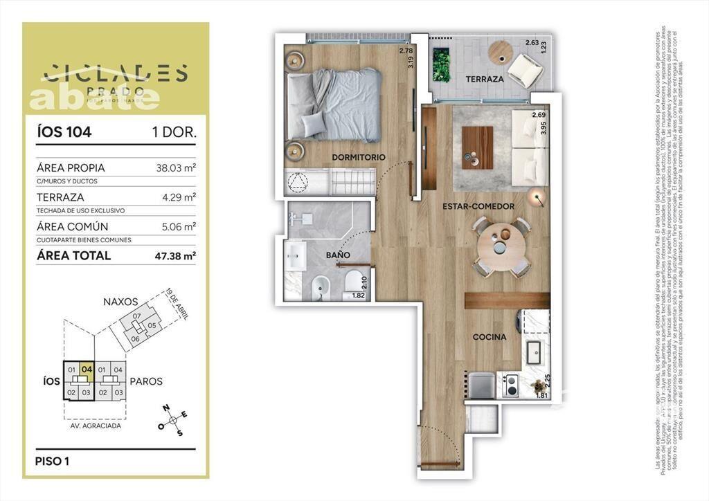 Apartamento 1 dormitorio a estrenar en Prado