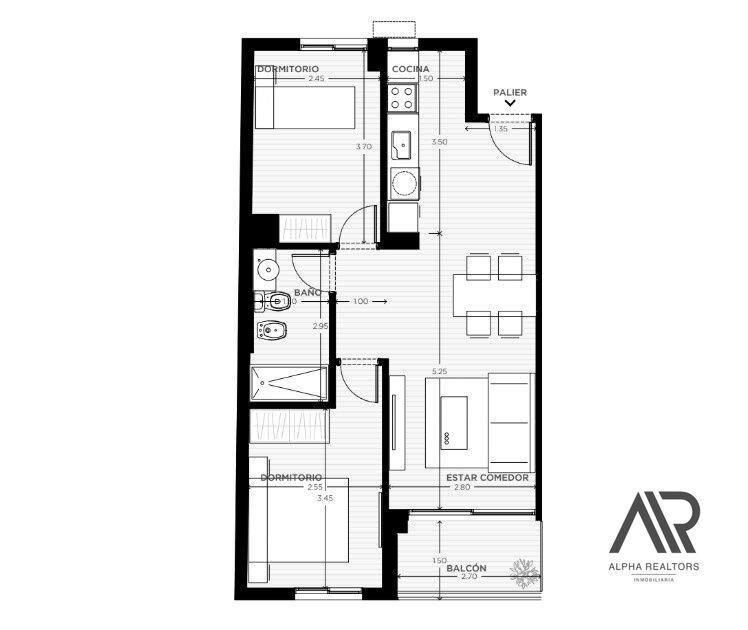 Apartamento 2 dormitorios venta en Tres Cruces