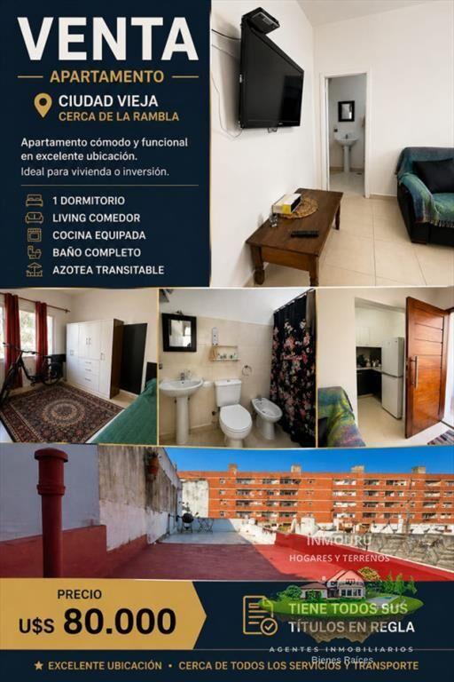 Venta de Hermoso Apto En Ciudad Vieja de 1 Dormitorio