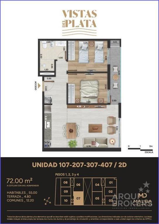 Apartamento de dos dormitorios en venta en Aguada - 307
