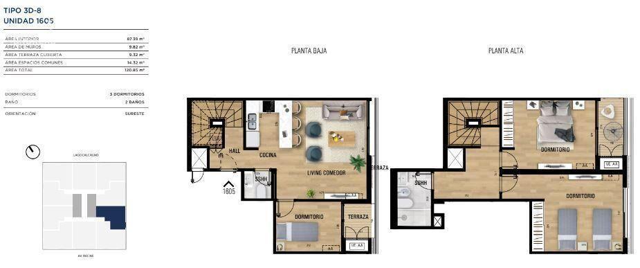Apartamento dúplex de tres dormitorios en venta en Carrasco