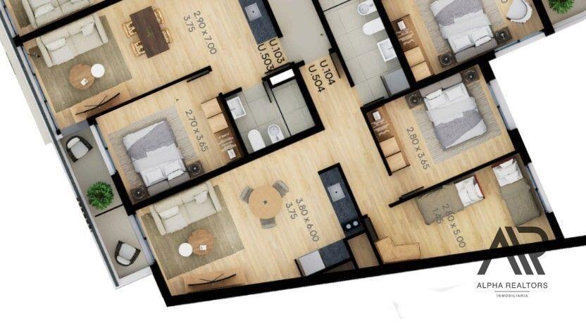 Apartamento de 2 dormitorios al frente con terraza en La...