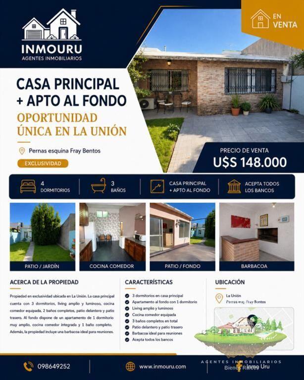 Se vende casa en exclusiva + apto al fondo en la Unión.