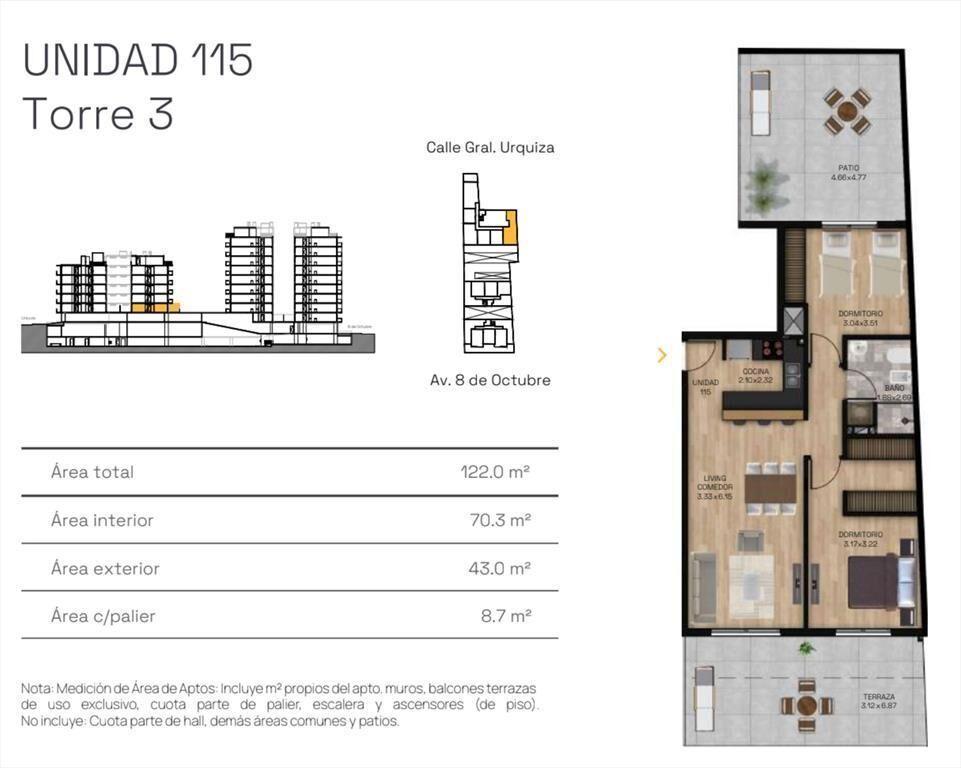 VENTA APARTAMENTO 2 DORM PATIO LA BLANQUEADA POZO