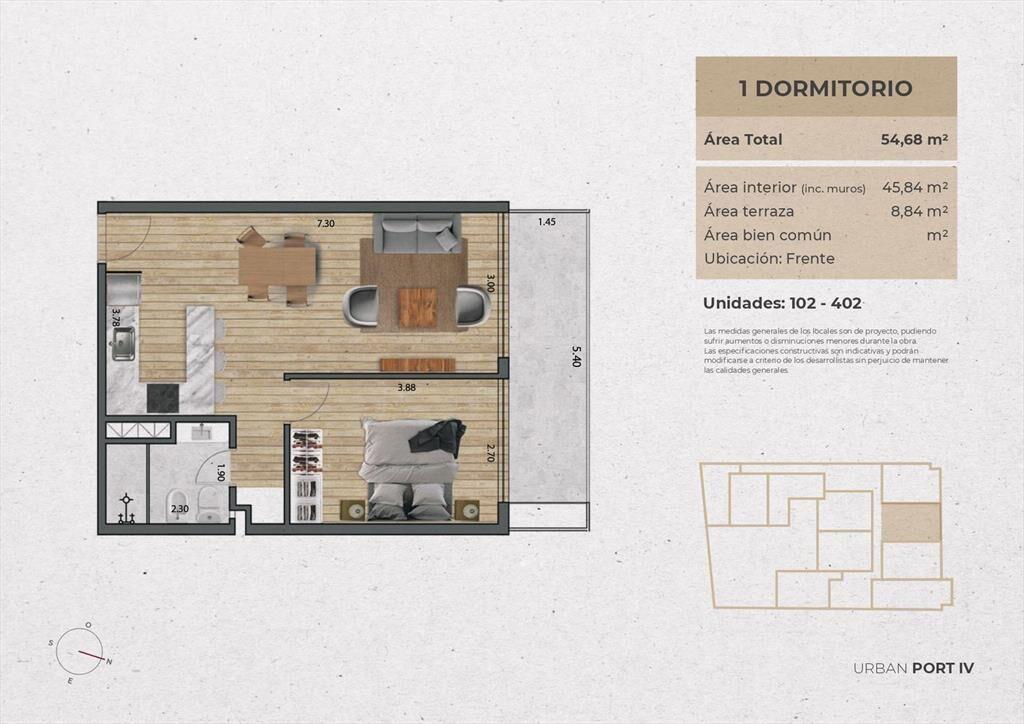 Venta Apartamento 1 Dormitorio en Pocitos
