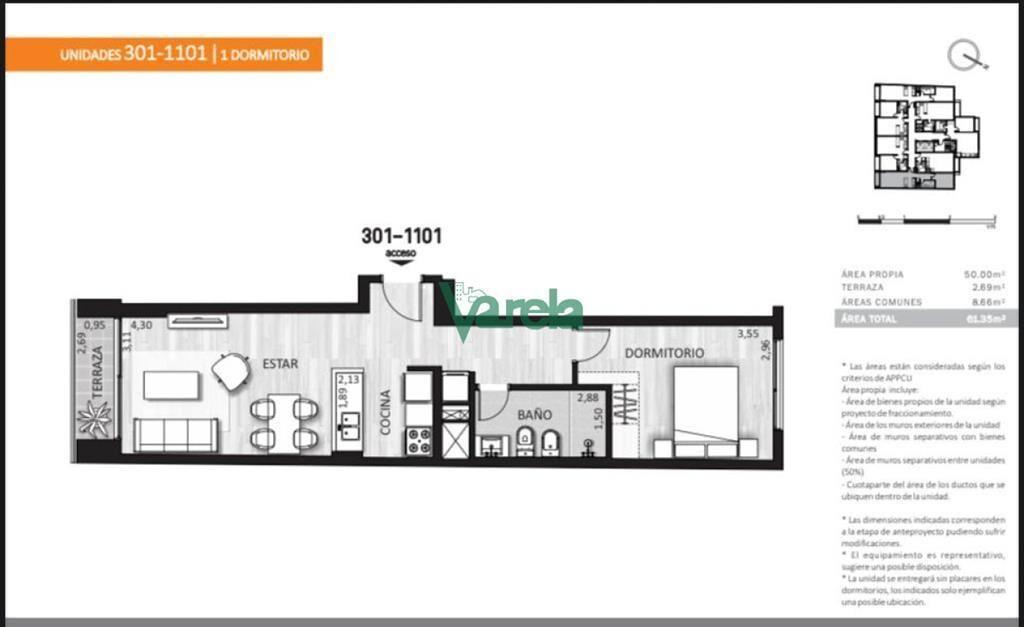 VENTA APTO Cordon, 1 dormitorio, a estrenar, con