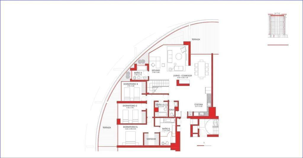 Apartamento Penthouse tres dormitorios venta en Pque. Roosv