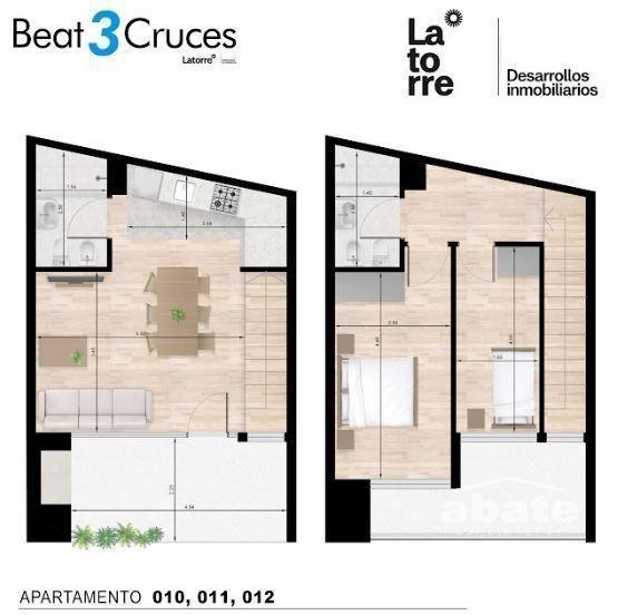 Venta apartamento Duplex 2 dormitorios, en Tres Cruces