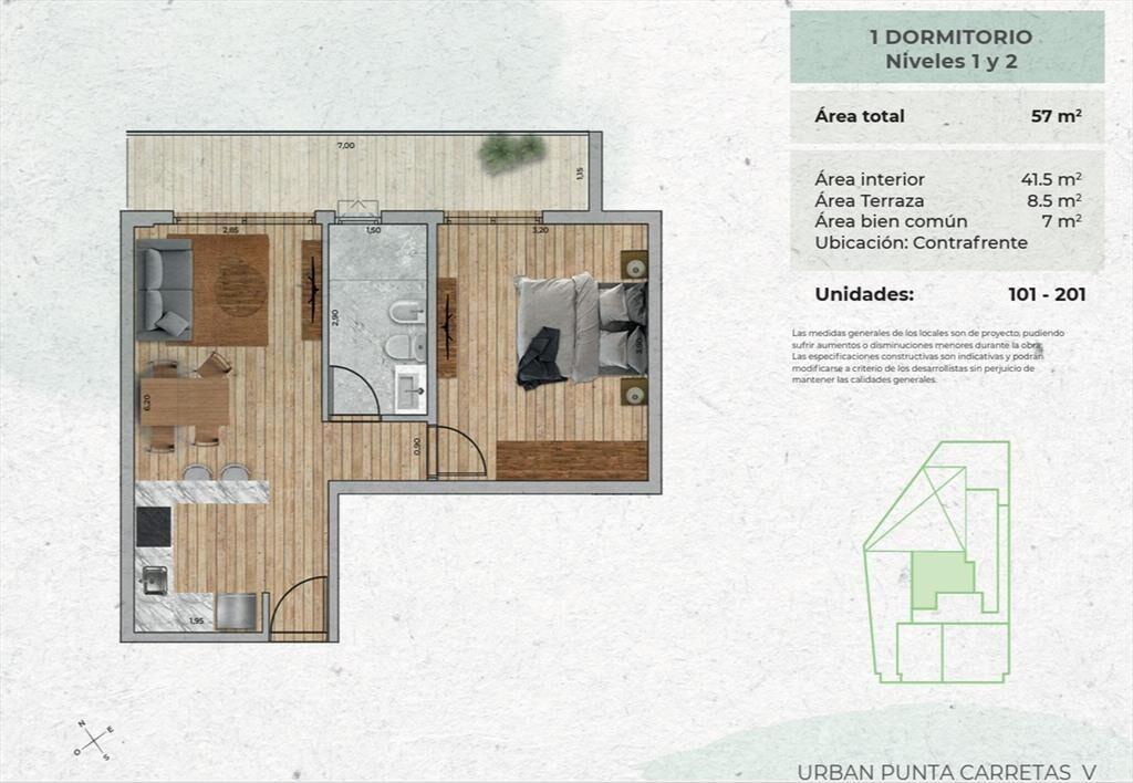 Venta 1 dormitorio Punta Carretas a Estrenar
