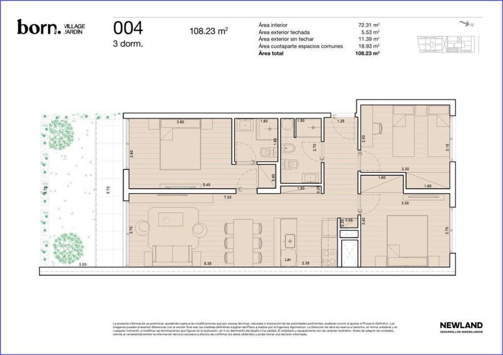 Apartamento de tres dormitorios con patio en venta en La Bl