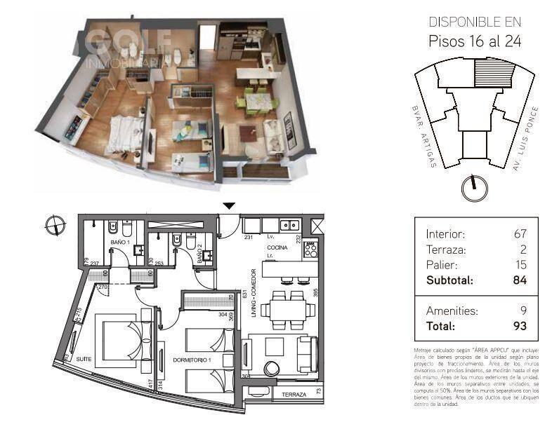 Venta de apartamento 2 dormitorios en JOY Pocitos