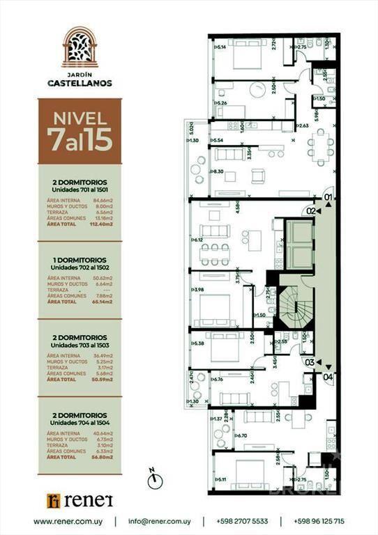 Apartamento de dos dormitorios en venta en Pocitos - 801