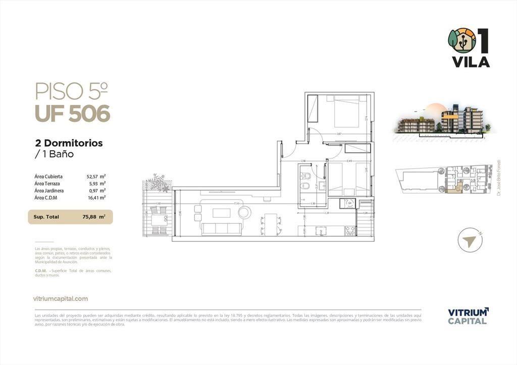 Venta apartamento de dos dormitorios y terraza, a estrenar-