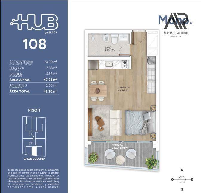 Venta Apartamento 2 dormitorios al frente en Cordón, viv...