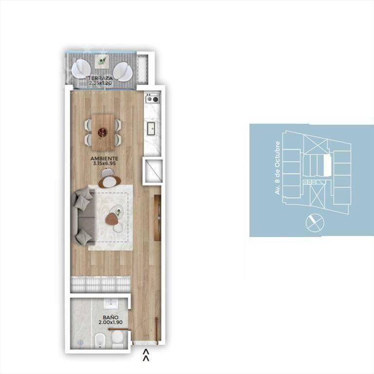 Apartamento monoambiente en venta con renta en La Blanquead
