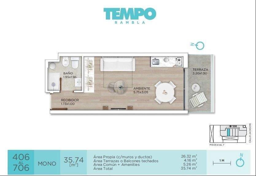 Venta Apartamento con Renta Parque Rodó Vista Monoambiente