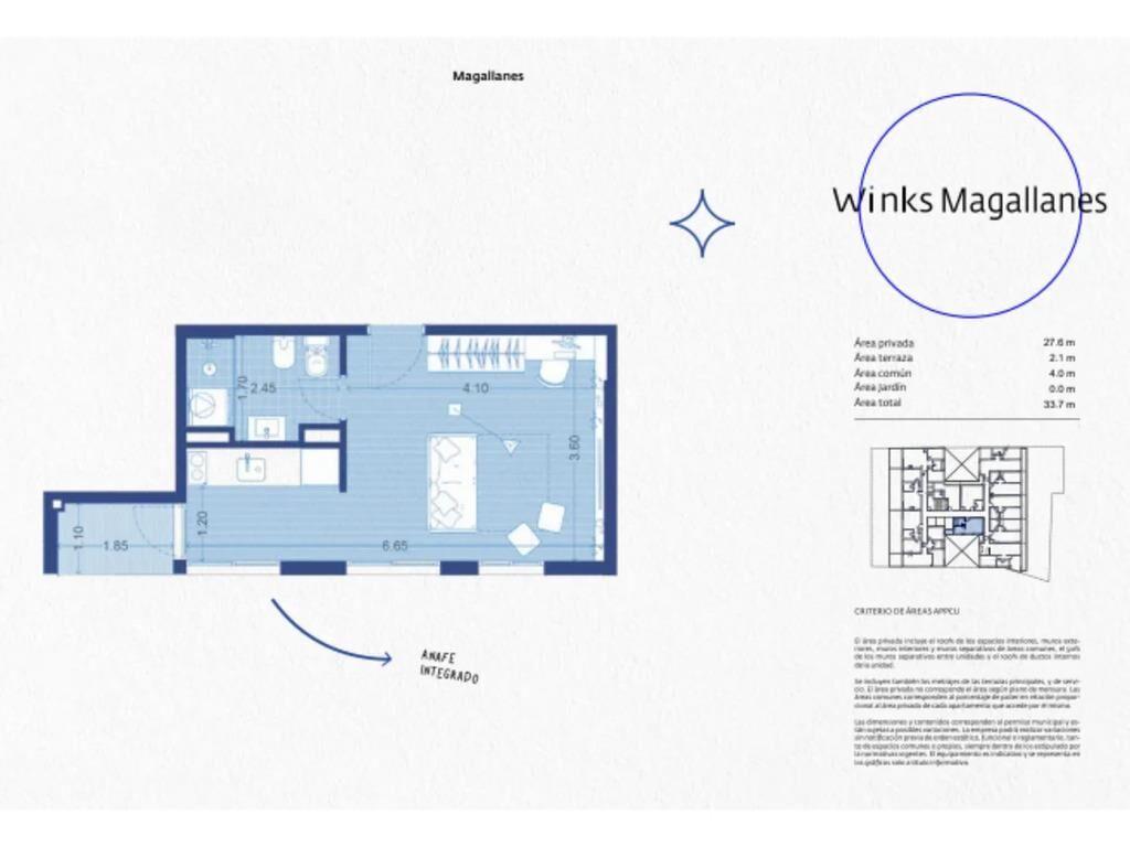 Venta de monoambiente en Winks Magallanes, Palermo