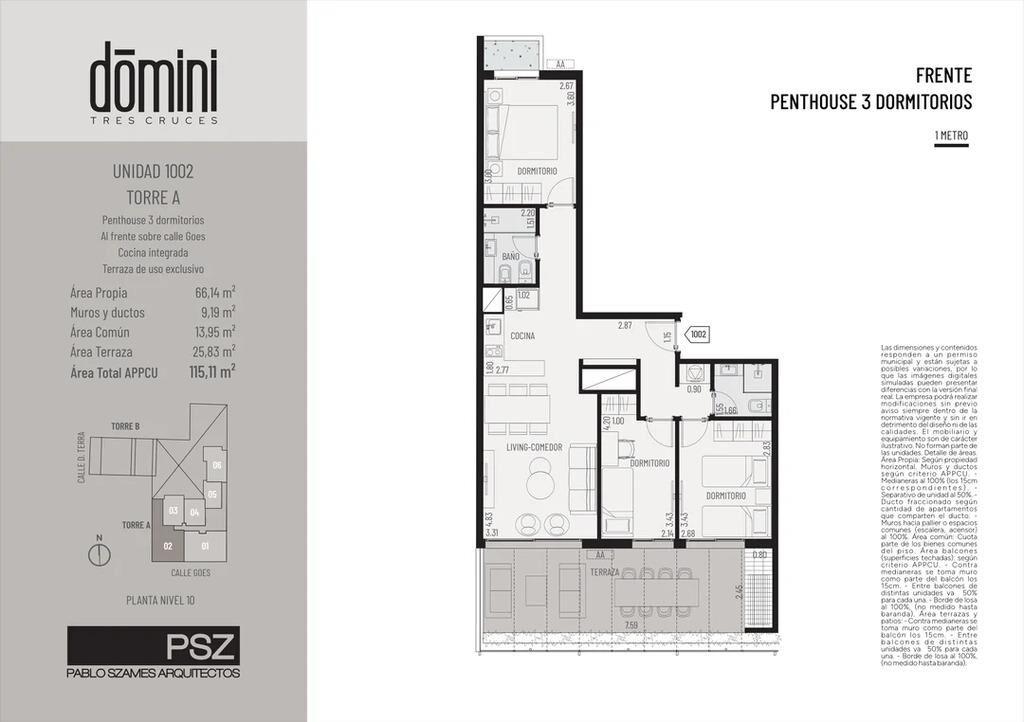 Venta de apartamento de 3 dormitorios en Domini Tres Cruces