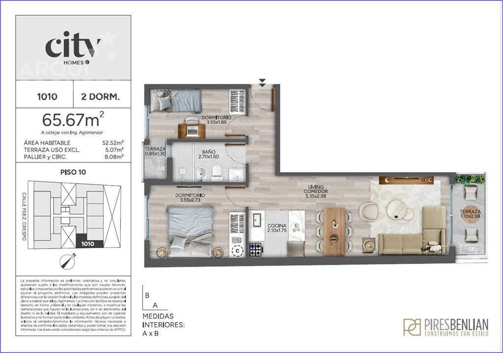 Apartamento de dos dormitorios en venta en Cordón - 1010
