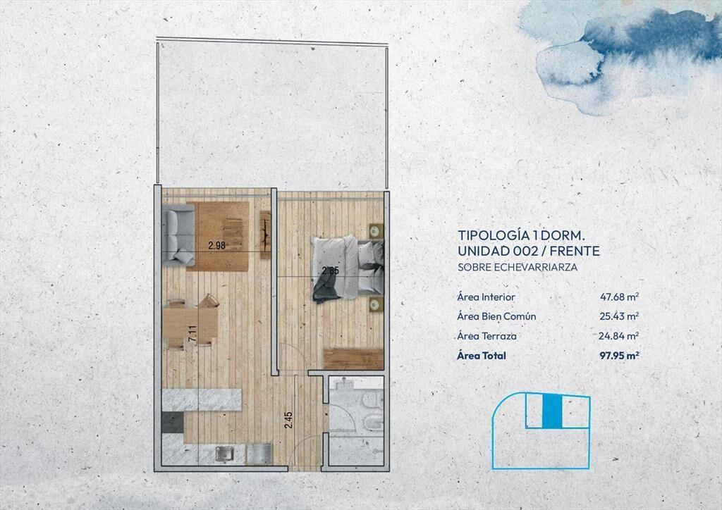 Venta Apartamento 1 Dormitorio en Pocitos Nuevo