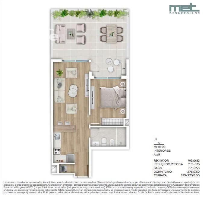 Venta Apartamento 1 dormitorio Barrio Sur